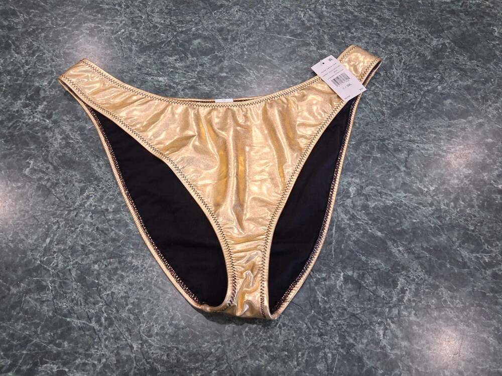 Good American x Body Glove Gold Foil Straight Up Bikini Bottoms 3XL NEW NWT